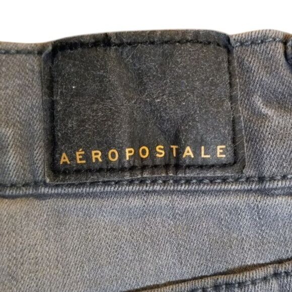 Aeropostale Size 8 Jegging Jeans High Waisted Denim Gray Ankle Distressed Faded - Picture 7 of 15